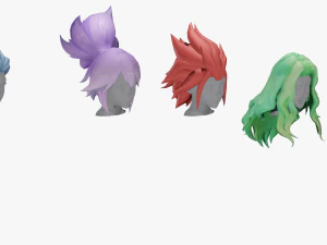 20 STYLIZED FEMALE HAIR MODELS PACK 6 3D Model