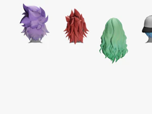 20 STYLIZED FEMALE HAIR MODELS PACK 6 3D Model