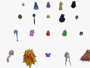 20 STYLIZED FEMALE HAIR MODELS PACK 6 3D Модель