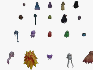 20 STYLIZED FEMALE HAIR MODELS PACK 6 3D Model