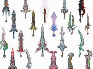 20 STYLIZED SWORD MODELS PACK 4 - LOW POLY 3D Model