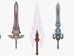 20 STYLIZED SWORD MODELS PACK 4 - LOW POLY 3Dモデル