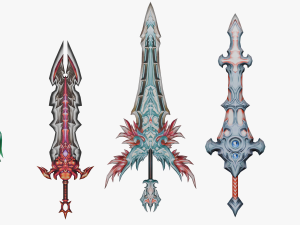 20 STYLIZED SWORD MODELS PACK 4 - LOW POLY 3Dモデル