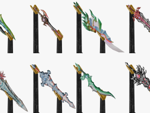 20 STYLIZED SWORD MODELS PACK 4 - LOW POLY 3Dモデル