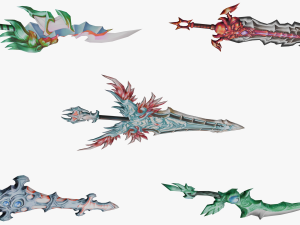 20 STYLIZED SWORD MODELS PACK 4 - LOW POLY 3Dモデル
