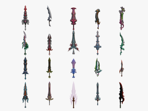 20 STYLIZED SWORD MODELS PACK 4 - LOW POLY 3Dモデル