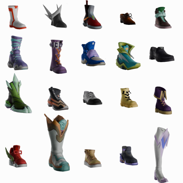 20 STYLIZED SHOE MODELS PACK 1 - LOW POLY 3D Model .c4d .max .obj .3ds .fbx .stl .blend 