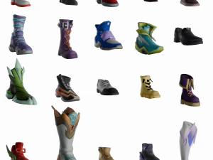 20 の様式化された靴モデル パック 1 - ローポリ 3Dモデル