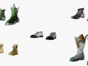 20 STYLIZED SHOE MODELS PACK 1 - LOW POLY 3D Model
