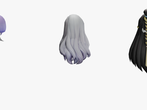 20 STYLIZED FEMALE HAIR MODELS PACK 7 - LOW POLY 3D 모델
