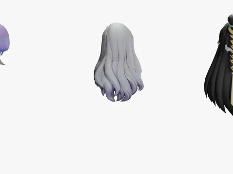 20 STYLIZED FEMALE HAIR MODELS PACK 7 - LOW POLY 3D Model
