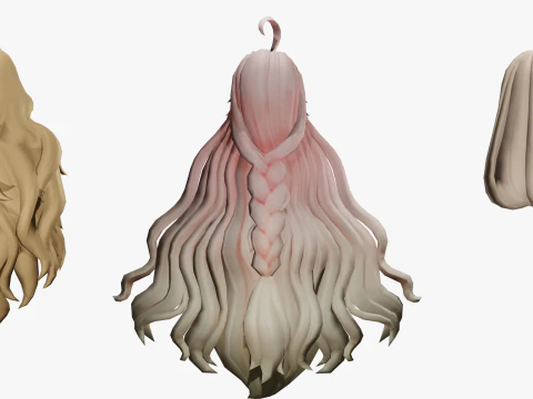 20 STYLIZED FEMALE HAIR MODELS PACK 7 - LOW POLY 3D Model
