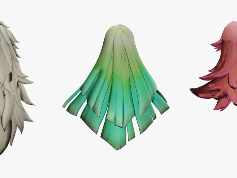 20 STYLIZED FEMALE HAIR MODELS PACK 7 - LOW POLY 3D 모델