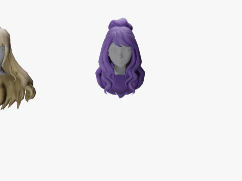 20 STYLIZED FEMALE HAIR MODELS PACK 7 - LOW POLY 3D Model