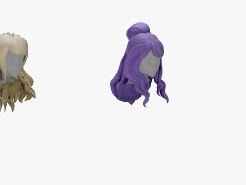 20 STYLIZED FEMALE HAIR MODELS PACK 7 - LOW POLY 3D 모델