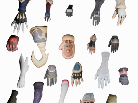 20 STYLIZED GLOVE MODELS PACK 1 - LOW POLY 3D Model
