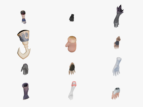 20 STYLIZED GLOVE MODELS PACK 1 - LOW POLY 3Dモデル