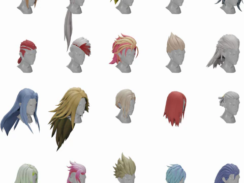 PAKIET 20 STYLIZOWANYCH MODELI WŁOS&Oacute;W MĘSKICH 8 Model 3D