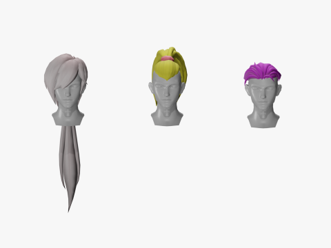 20 STYLIZED MALE HAIR MODELS PACK 8 3D-Modell