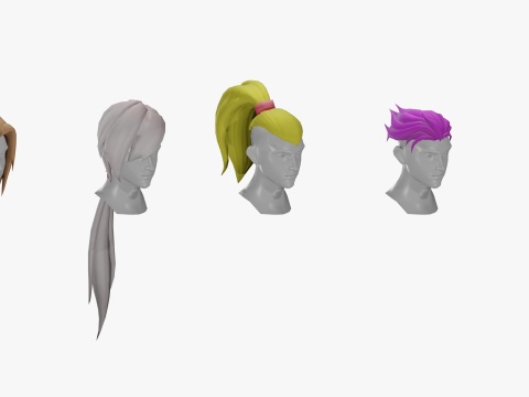 20 STYLIZED MALE HAIR MODELS PACK 8 3D-Modell
