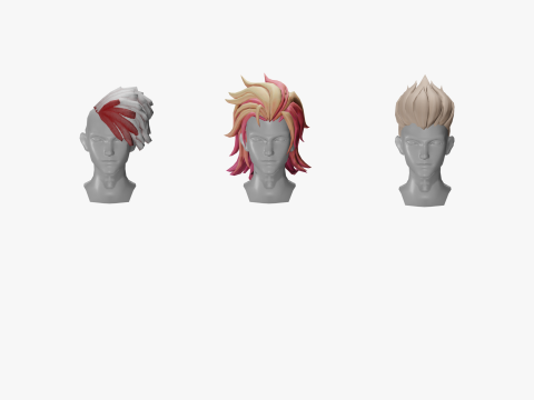 20 STYLIZED MALE HAIR MODELS PACK 8 3D-Modell