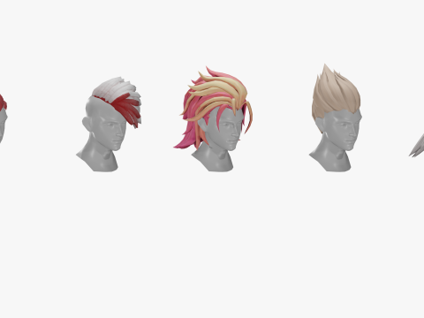 20 STYLIZED MALE HAIR MODELS PACK 8 3D-Modell