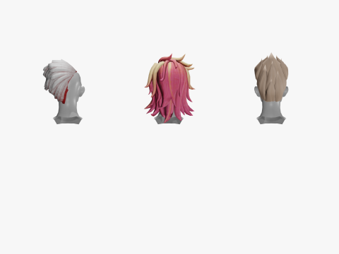 20 STYLIZED MALE HAIR MODELS PACK 8 3D-Modell