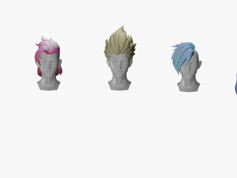 20 STYLIZED MALE HAIR MODELS PACK 8 3D-Modell