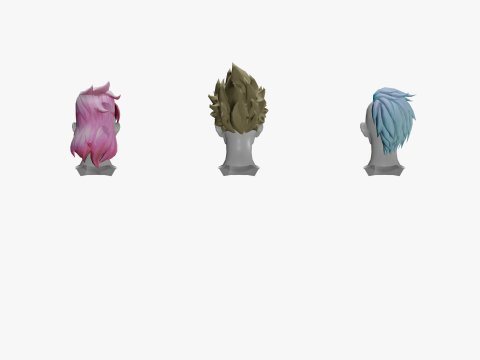 20 STYLIZED MALE HAIR MODELS PACK 8 3D-Modell