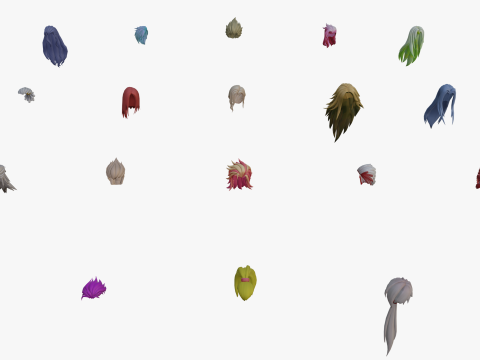 20 STYLIZED MALE HAIR MODELS PACK 8 3D-Modell