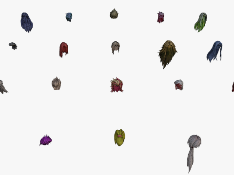 20 STYLIZED MALE HAIR MODELS PACK 8 3D-Modell