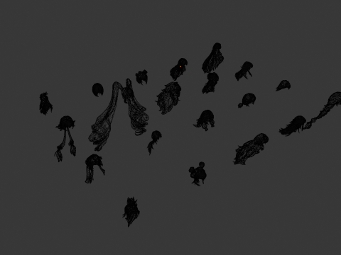 20 STYLIZED FEMALE HAIR MODELS PACK 8 - LOW POLY 3D Модель