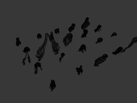 20 STYLIZED FEMALE HAIR MODELS PACK 8 - LOW POLY 3D Model