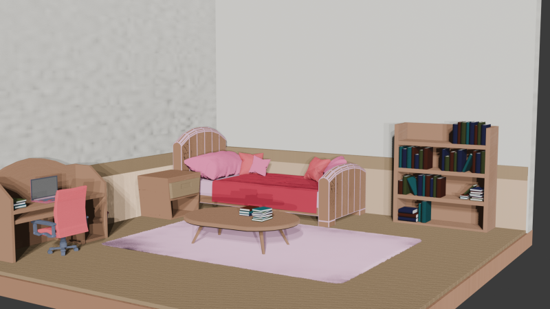 Colorful Cartoon Bedroom 3D Model .c4d .max .obj .3ds .fbx .stl .blend 