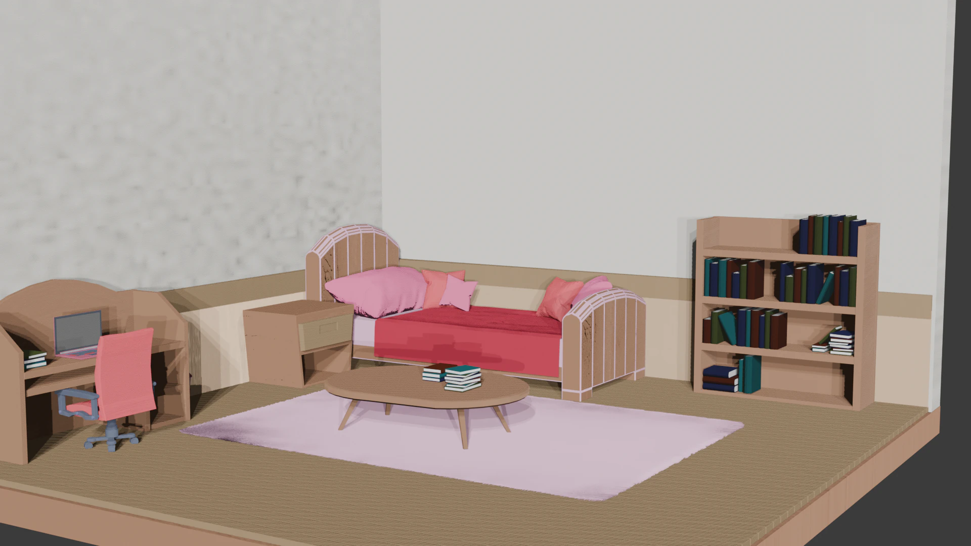 Colorful Cartoon Bedroom 3D Model .c4d .max .obj .3ds .fbx .stl .blend 