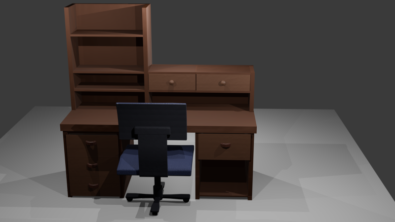 of Wooden Desk with Chair Cartoon 3D 모델 .c4d .max .obj .3ds .fbx .stl .blend 