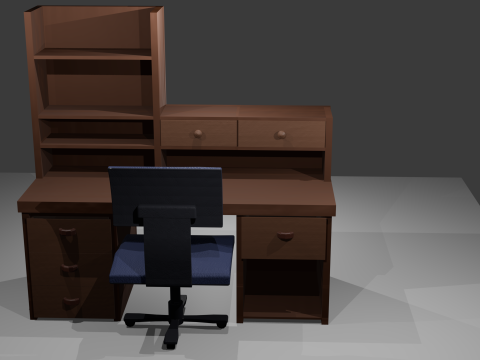 of Wooden Desk with Chair Cartoon 3D Model