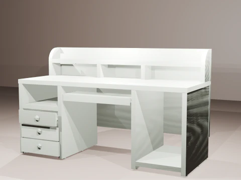 Light Wooden Desk Cartoon Style 3D Model