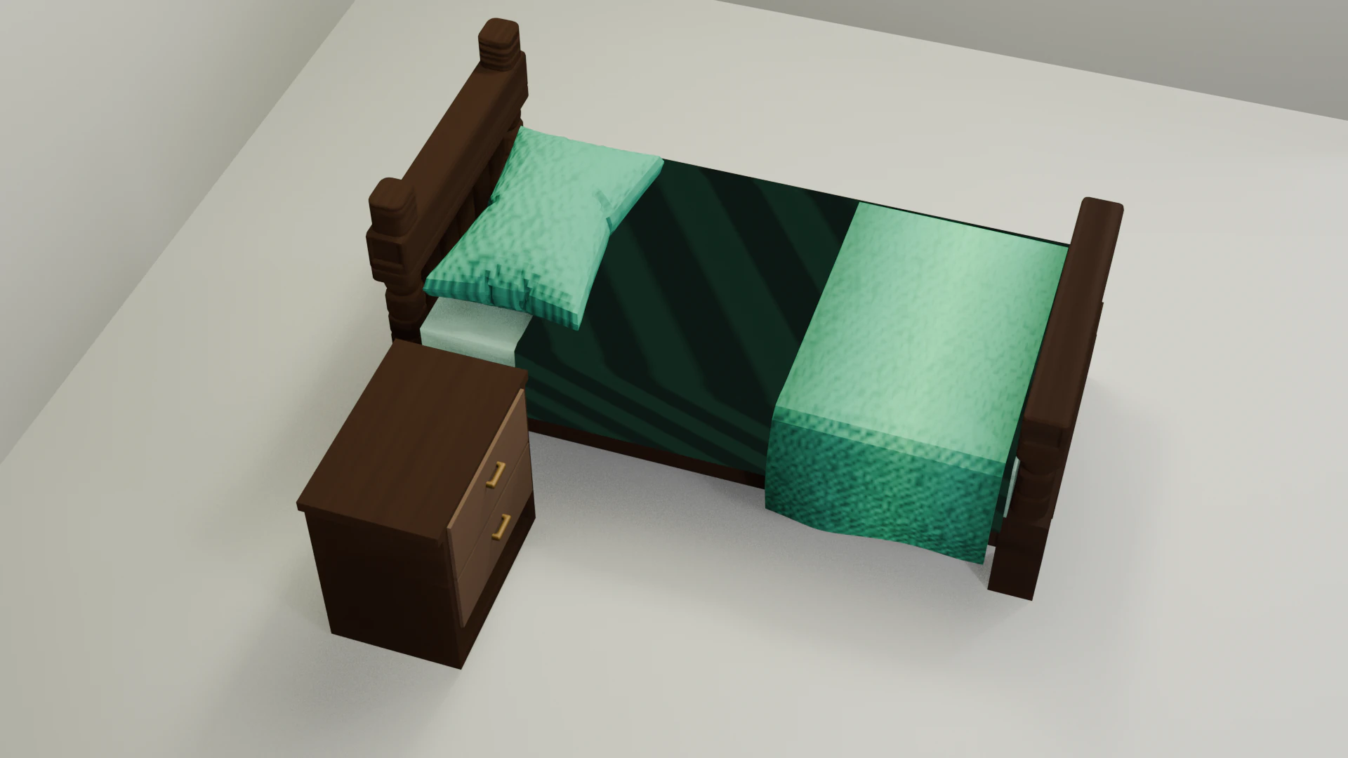 Cartoon Style Bed and Nightstand 3D Model .c4d .max .obj .3ds .fbx .stl .blend