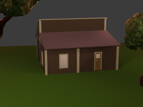 Cute Cabin in the Woods Cartoon Style 3D Model