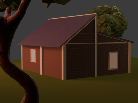 Cute Cabin in the Woods Cartoon Style 3D Model
