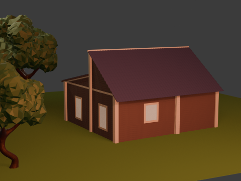 Cute Cabin in the Woods Cartoon Style 3D Model