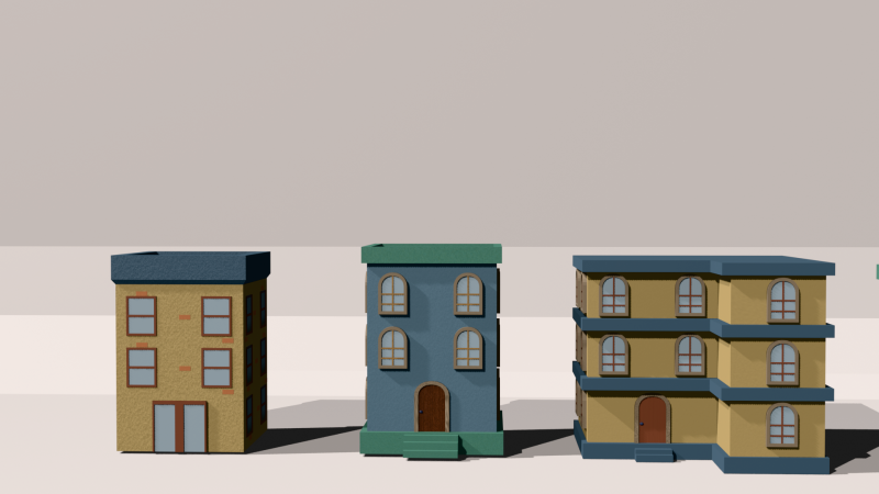 Low poly cartoon buildings 3D 模型 .c4d .max .obj .3ds .fbx .stl .blend