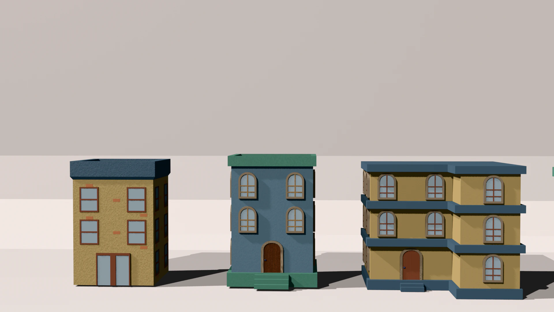 Low poly cartoon buildings 3D Model .c4d .max .obj .3ds .fbx .stl .blend 