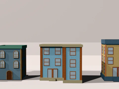 Low poly cartoon buildings 3D Model