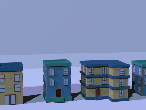Low poly cartoon buildings 3D Model