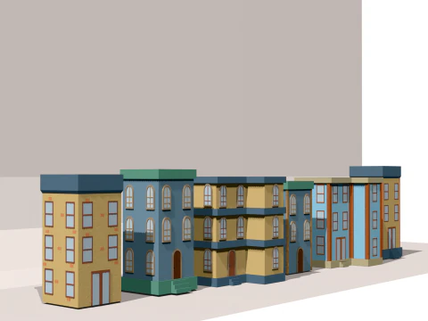 Low poly cartoon buildings 3D Model