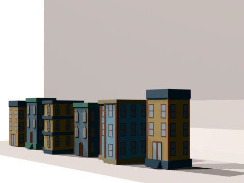 Low poly cartoon buildings 3D Model