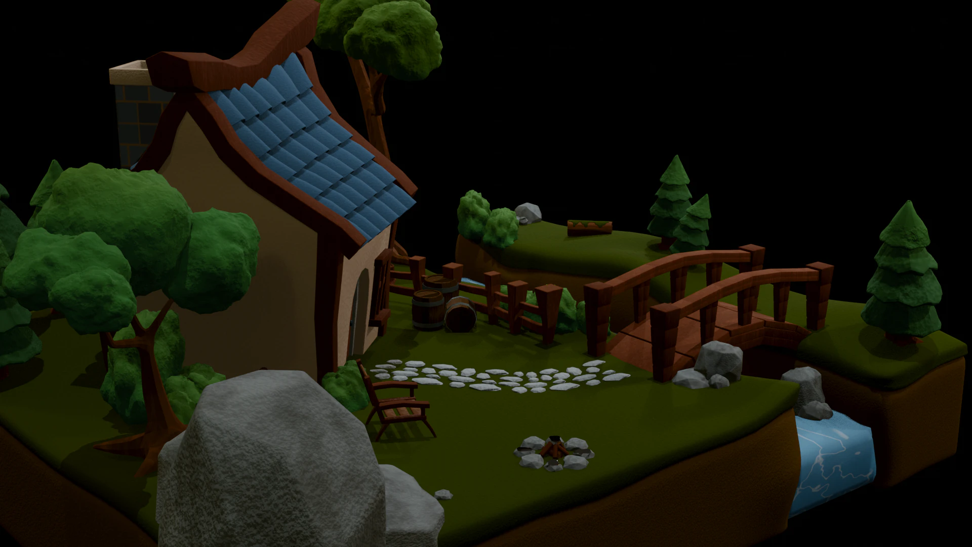 House in the woods 3D Model .c4d .max .obj .3ds .fbx .stl .blend
