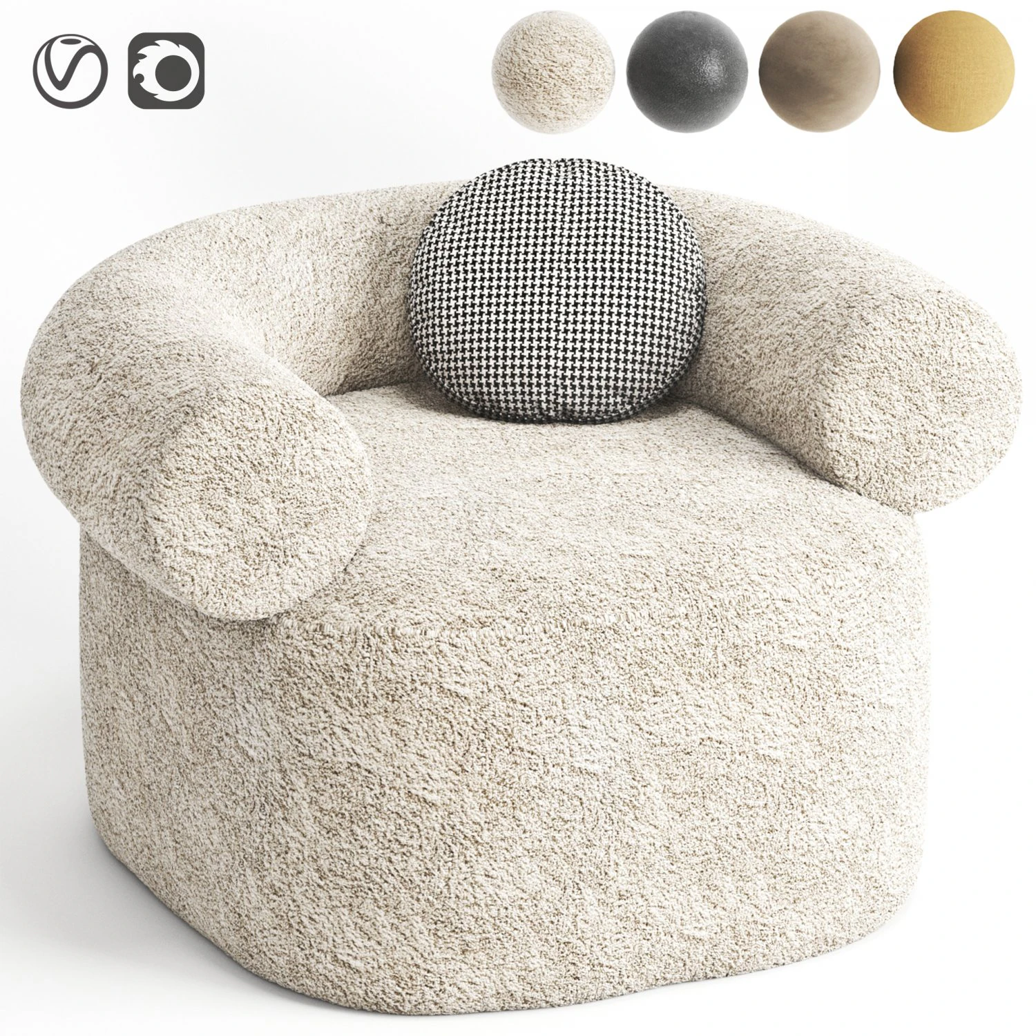 Armchier Huggy 3D Model .c4d .max .obj .3ds .fbx .stl .blend
